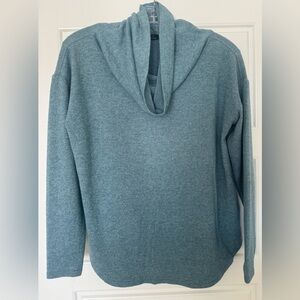 Prana Sweater‎ Women Small Blue Green Heathered Cozy Slouchy Cowl Neck Tencel
